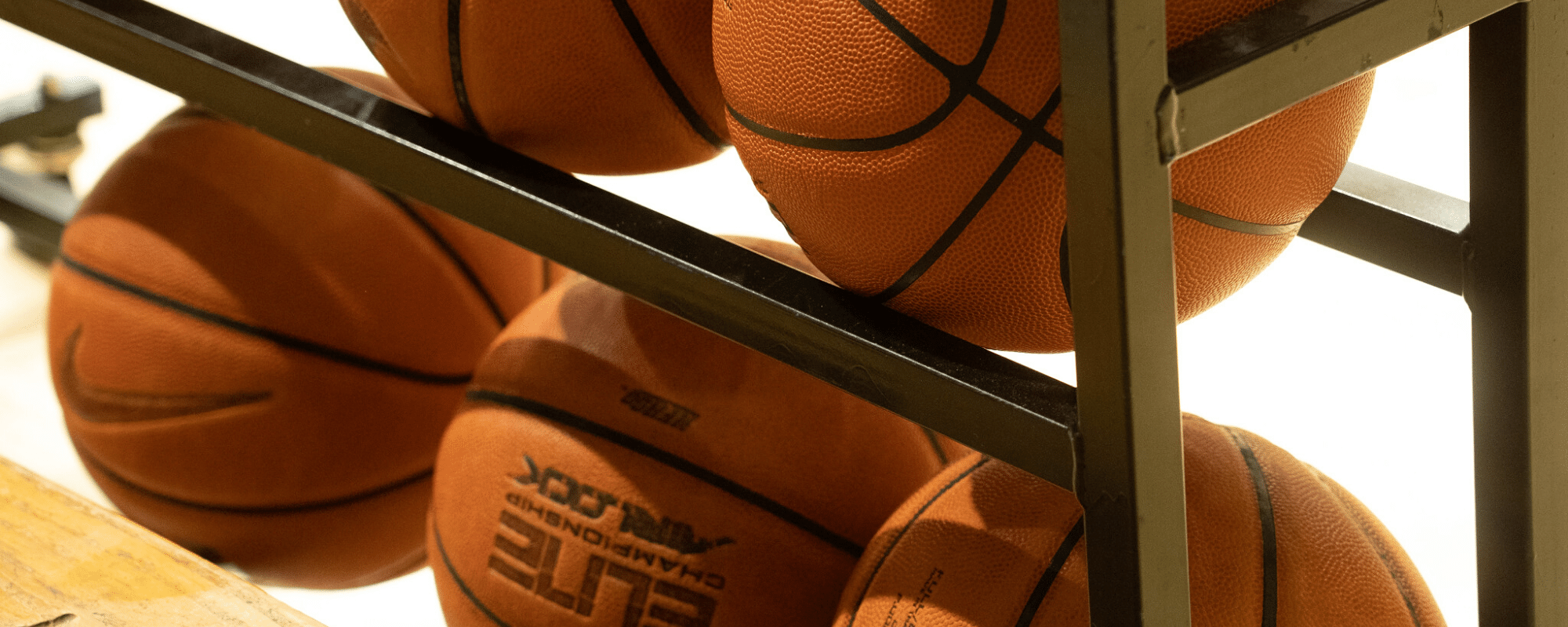 Basketballs on a rack