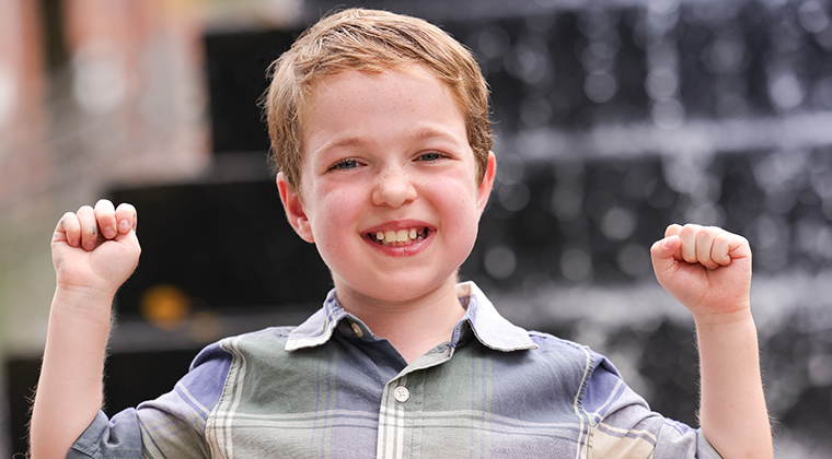 A photo of Braeden, an 8-year-old white boy. 